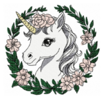 Einhorn mit Blumenrahmen [Digital]