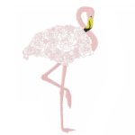 Flamingo im Doodle Stil mit Blumenkörper [Digital]