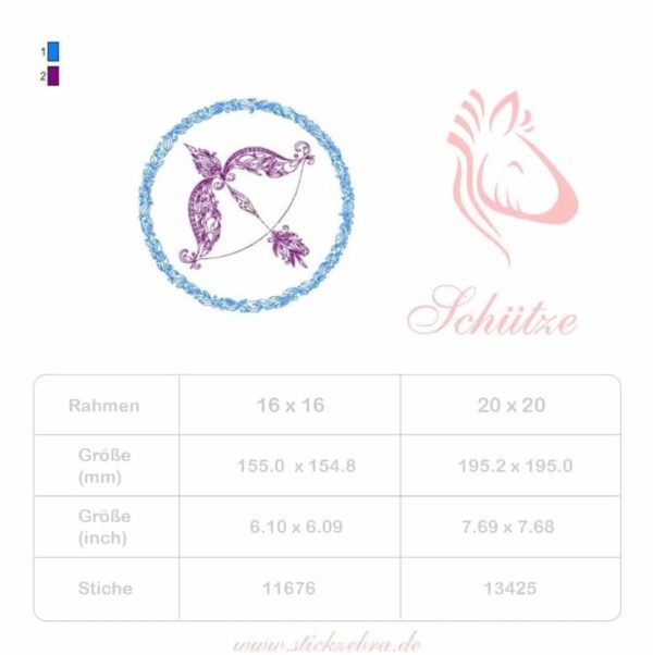 Elegantes Sternzeichen Schütze im Doodle Stil Stickdatei [Digital] – Bild 3