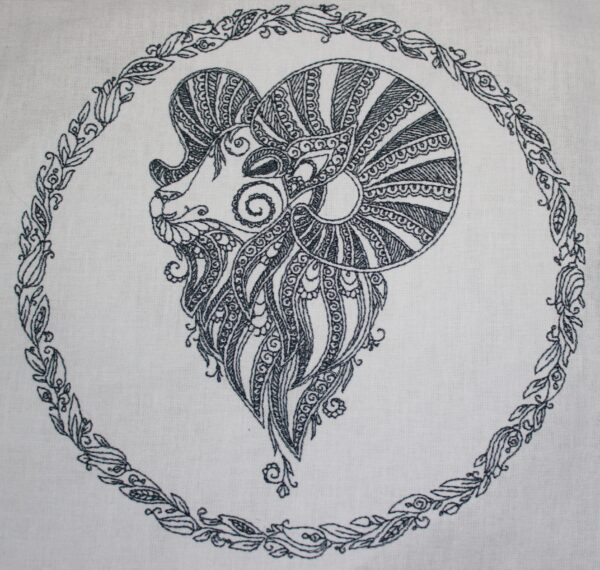 Elegantes Sternzeichen Widder im Doodle Stil Stickdatei [Digital] – Bild 2