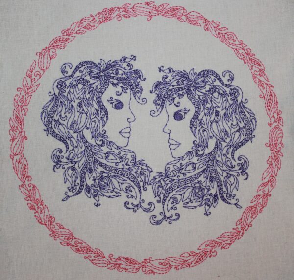 Elegantes Sternzeichen Zwillinge im Doodle Stil Stickdatei [Digital] – Bild 2