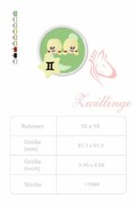 Sternzeichen Zwillinge im Comic Stil Stickdatei [Digital] – Bild 3