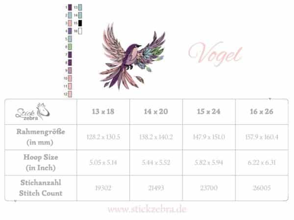 Stickdatei fantasievoller Vogel im Flug – edles Motiv mit Schwung und Leichtigkeit [Digital] – Bild 5
