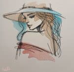 Frau Stickdatei, elegante Damen-Skizze mit Hut für deine Stickmaschine [Digital] – Bild 3