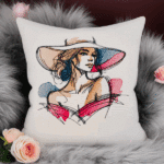 Frau Stickdatei, elegante Doodle Damen mit Hut für deine Stickmaschine [Digital] – Bild 2