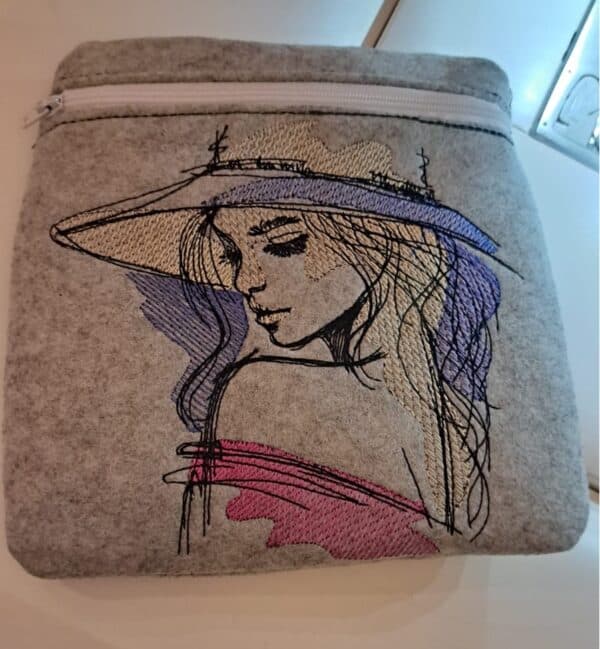 Frau Stickdatei, elegante Damen-Skizze mit Hut für deine Stickmaschine [Digital] – Bild 2