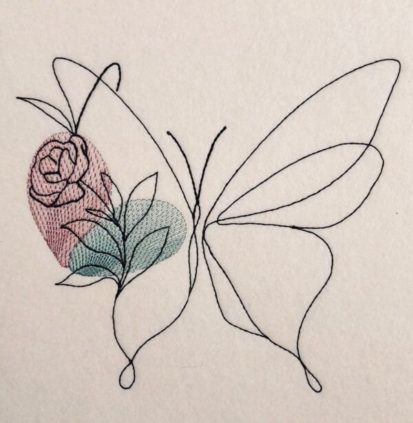 Schmetterling Stickdatei, eleganter Doodle Schmetterling für deine Stickmaschine [Digital] – Bild 3