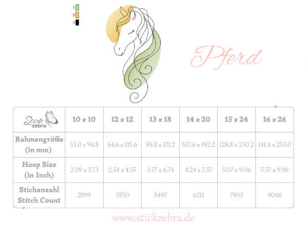 Pferd Stickdatei, elegantes Doodle Pferd für deine Stickmaschine [Digital] – Bild 3