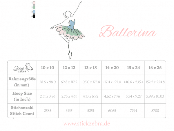 Ballerina Stickdatei, elegante Doodle Frau für deine Stickmaschine [Digital] – Bild 5
