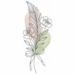 Feder Stickdatei, elegante Doodle Feder mit Rosen für deine Stickmaschine [Digital]