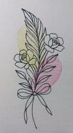 Feder Stickdatei, elegante Doodle Feder mit Rosen für deine Stickmaschine [Digital] – Bild 4