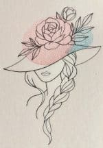 Frau Stickdatei, elegante Doodle Frau mit Rosen für deine Stickmaschine [Digital] – Bild 3