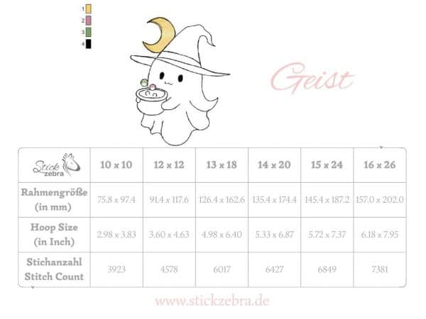 Geist Stickdatei, niedlicher Halloween Geist für deine Stickmaschine [Digital] – Bild 4
