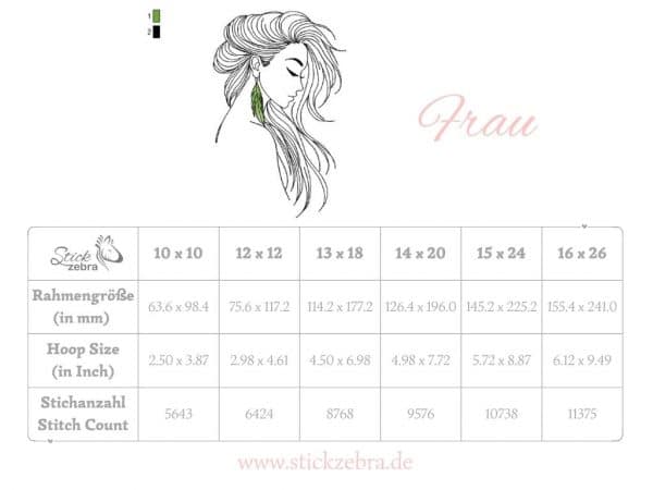 Frau Stickdatei, wunderschöne Doodle Dame für deine Stickmaschine [Digital] – Bild 5