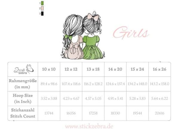 Mädchen Stickdatei, zuckersüßes Freundschafts Motiv für deine Stickmaschine [Digital] – Bild 6