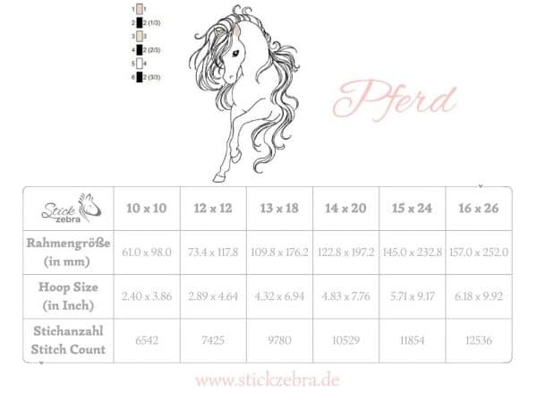 Pferd Stickdatei, zuckersüßes Doodle Pferd für deine Stickmaschine [Digital] – Bild 3