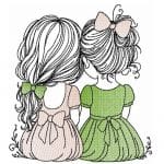 Mädchen Stickdatei, zuckersüßes Freundschafts Motiv für deine Stickmaschine [Digital]