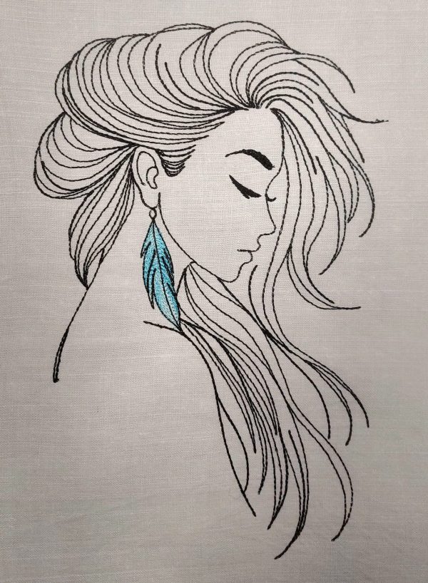 Frau Stickdatei, wunderschöne Doodle Dame für deine Stickmaschine [Digital] – Bild 4