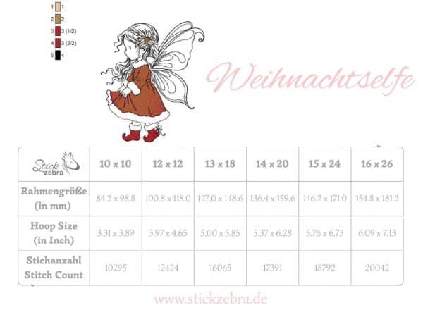 Weihnachtselfe Stickdatei, niedliches Weihnachts-Motiv für deine Stickmaschine [Digital] – Bild 3