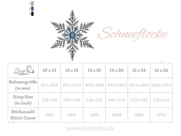 Schneeflocke Stickdatei, winterlicher Eiskristall für deine Stickmaschine [Digital] – Bild 5