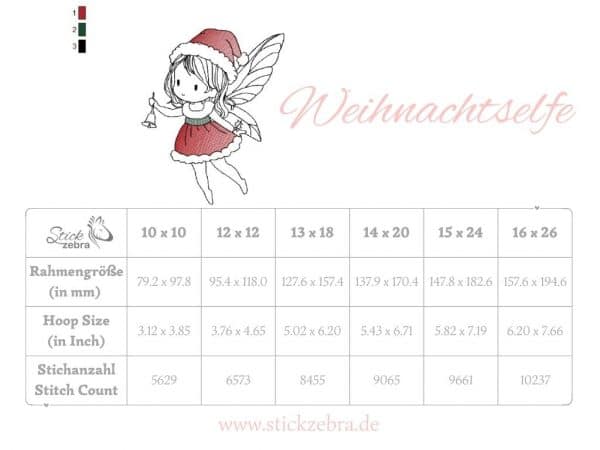 Niedliche Weihnachtselfe Stickdatei, winterliche Elfe für deine Stickmaschine [Digital] – Bild 5