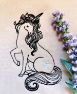 Einhorn Stickdatei, Doodle Einhorn für deine Stickmaschine [Digital] – Bild 2