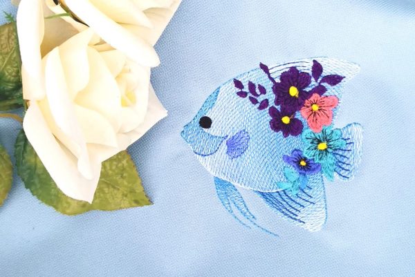 Fisch Stickdatei, blumiger Fisch für deine Stickmaschine [Digital] – Bild 2