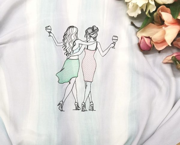 Freundinnen Stickdatei, "Best Friends" Frauen für deine Stickmaschine [Digital] – Bild 4