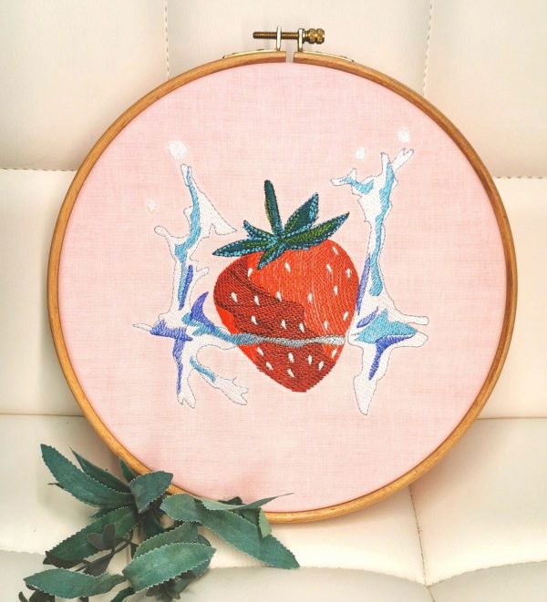 Erdbeere Stickdatei, sommerliche Erdbeere für deine Stickmaschine [Digital] – Bild 2