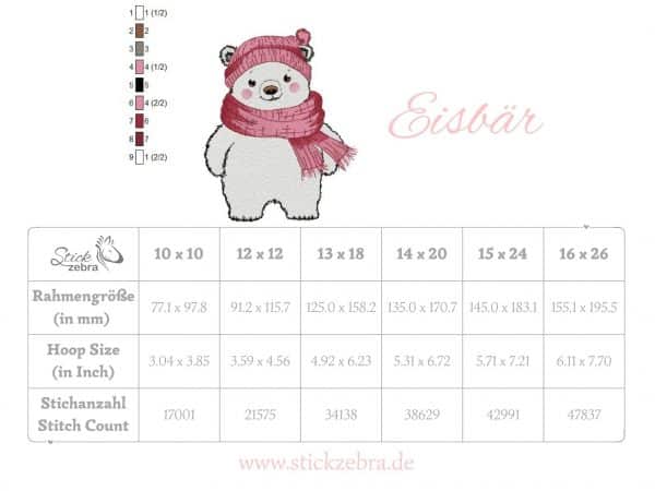 Eisbär Stickdatei, winterlicher Eisbär für deine Stickmaschine [Digital] – Bild 5