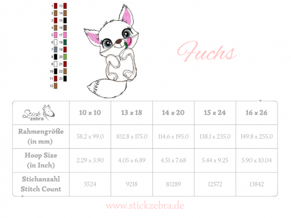 Fuchs Stickdatei, niedliche Fuchs Applikation für deine Stickmaschine [Digital] – Bild 2