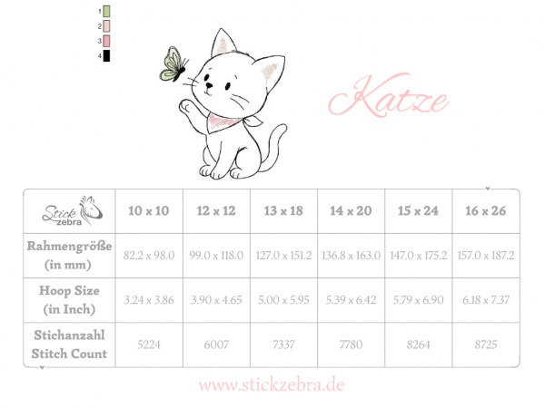 Katze Stickdatei, Doodle Kätzchen für deine Stickmaschine [Digital] – Bild 4