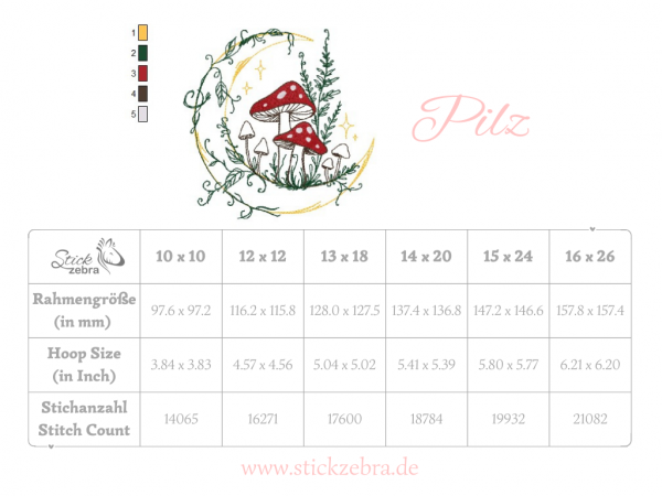 Pilz Stickdatei, magische Pilze für deine Stickmaschine [Digital] – Bild 4