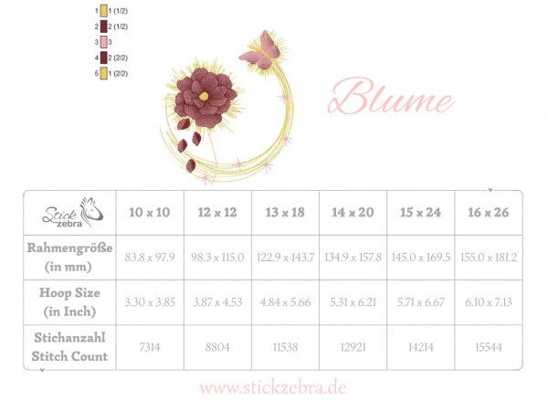 Blume Stickdatei, magische Blume mit Schmetterling für deine Stickmaschine [Digital] – Bild 4