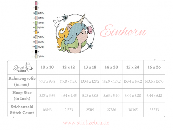 Einhorn Stickdatei, Doodle Einhorn für deine Stickmaschine [Digital] – Bild 4