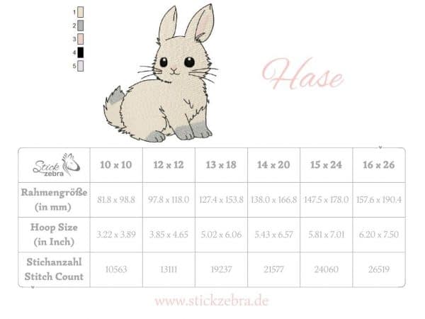 Hase Stickdatei, niedlicher Osterhase für deine Stickmaschine [Digital] – Bild 3