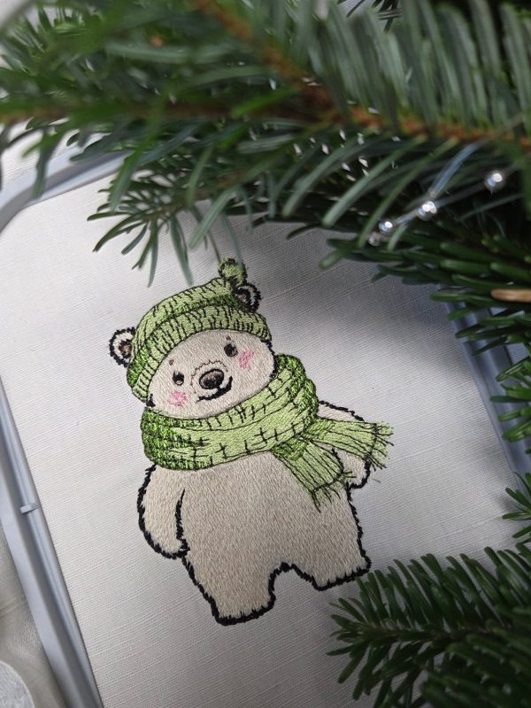 Eisbär Stickdatei, winterlicher Eisbär für deine Stickmaschine [Digital] – Bild 2