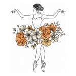 Ballerina Stickdatei, blumige Ballerina für deine Stickmaschine [Digital]