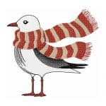 Möwe Stickdatei, winterlicher Möwe mit Schal für deine Stickmaschine [Digital]