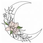 Blumenmond Stickdatei, blumiger Mond mit Magnolien für deine Stickmaschine [Digital]