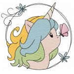 Einhorn Stickdatei, Doodle Einhorn für deine Stickmaschine [Digital]