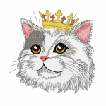 Katze Stickdatei, königliche Katze mit Krone für deine Stickmaschine [Digital]
