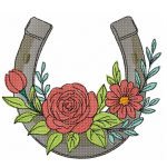Hufeisen Stickdatei, blumiges Hufeisen für deine Stickmaschine [Digital]