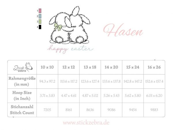 Hase Stickdatei, niedliche Osterhasen für deine Stickmaschine [Digital] – Bild 4