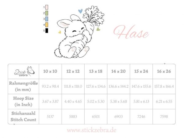 Hase Stickdatei, verliebter Doodle Hase mit seiner Karotte [Digital] – Bild 4