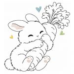 Hase Stickdatei, verliebter Doodle Hase mit seiner Karotte [Digital]