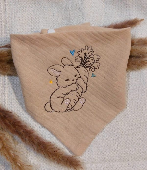 Hase Stickdatei, verliebter Doodle Hase mit seiner Karotte [Digital] – Bild 2