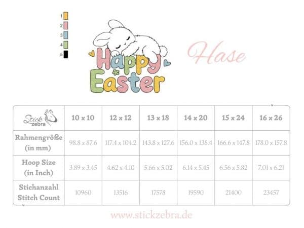 Hase Stickdatei, schlafender Osterhase für deine Stickmaschine [Digital] – Bild 4