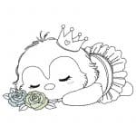 Pinguin Stickdatei, kleine Pinguin Prinzessin für deine Stickmaschine [Digital]