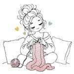 Stricken Doodle Frau Stickdatei, Kleiner Cozy Moment für deine Stickmaschine [Digital]